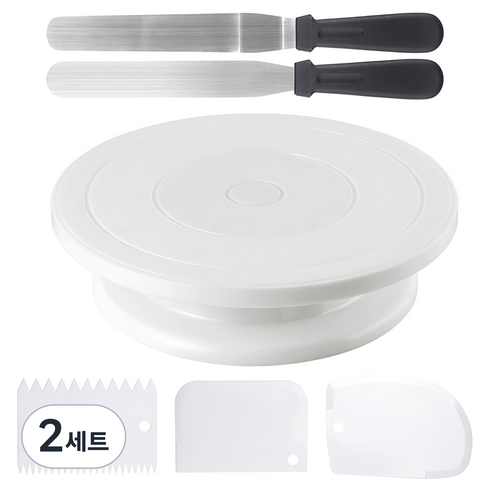 이홈베이킹 케익돌림판 + 스페츌러 2p + 스크레이퍼 3종 케익만들기 세트, 2세트