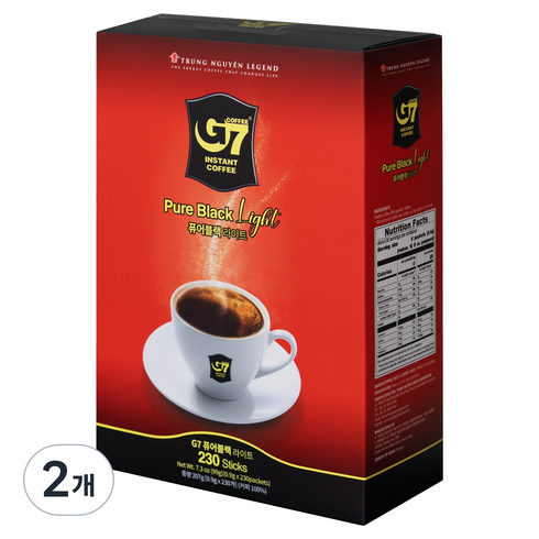G7 퓨어블랙 라이트 원두커피믹스, 900mg, 230개입, 2개