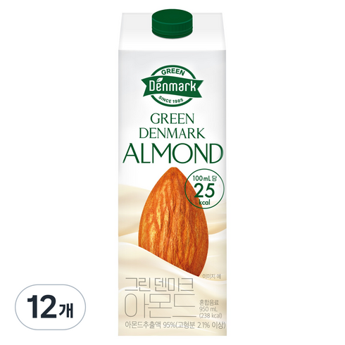 덴마크 그린덴마크 아몬드, 950ml, 12개