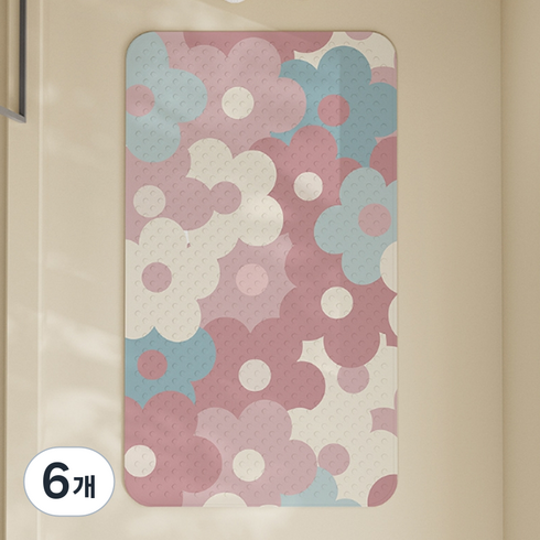 데이소이 심플 디자인 흡착 욕실 욕조 매트 70 x 40 cm, 11 분홍 꽃, 6개