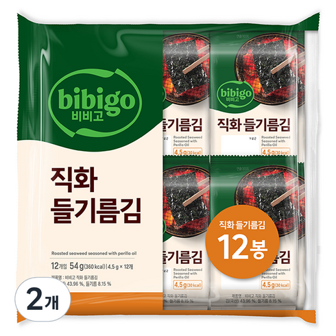 비비고 직화 들기름김, 2개, 54g