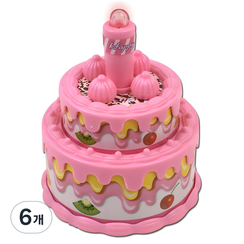 오즈토이 미니 생일축하 케익 멜로디완구, 분홍, 6개