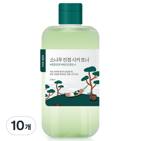 라운드랩 포 맨 소나무 진정 시카 토너, 200ml, 10개