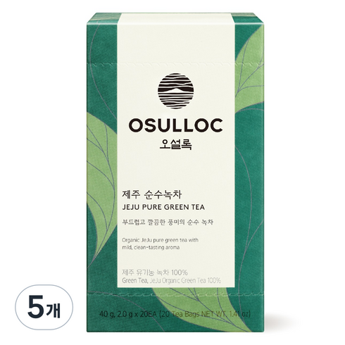 오설록 제주 순수 녹차 티백, 2g, 20개입, 5개
