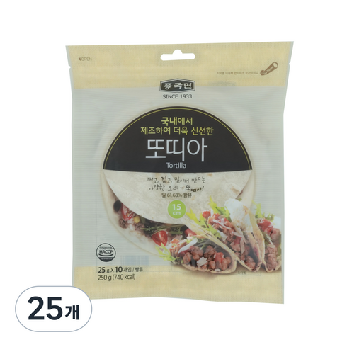 풍국면 또띠아 15cm, 25g, 250개