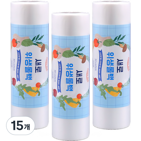 해피락 새로 위생롤백 30cm x 40cm, 대(L), 500개입, 15개