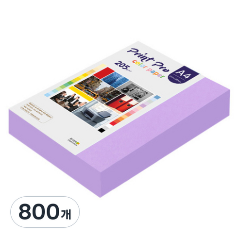 종이문화 프린트 프로 두꺼운 칼라 복사지 No 21 퍼플 205g, 800개, A4