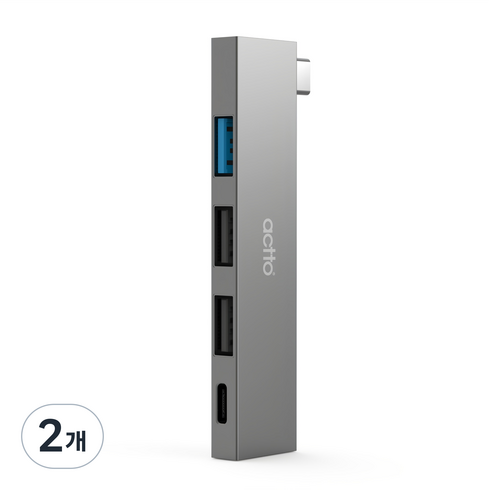엑토 4포트 C타입 USB 3.2 일체형 멀티허브 HUB-43, 그레이, 2개