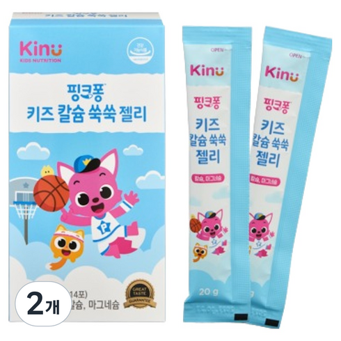키누 핑크퐁 키즈 칼슘 쑥쑥 젤리 14p, 280g, 2개