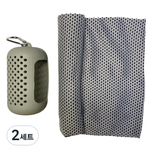 보니토리 쿨링 스포츠타올 30 x 90 cm + 원형 실리콘 커버 + 박스 세트, 멜란지그레이, 2세트