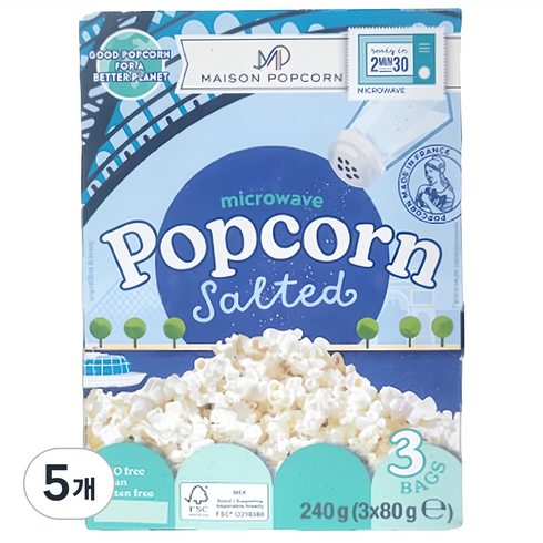 메종팝콘 전자렌지용 솔티드 팝콘, 240g, 5개