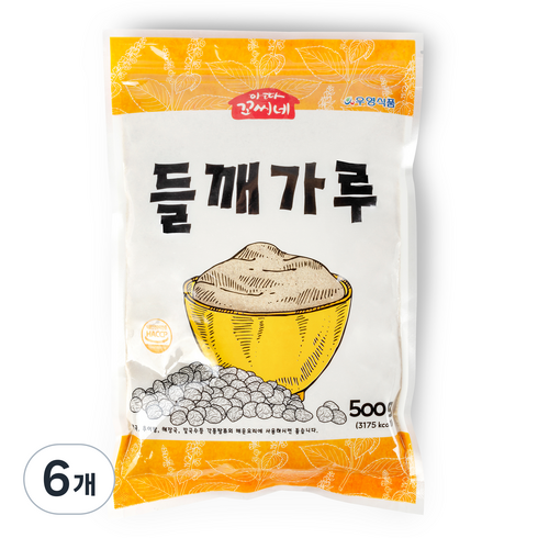 우영식품 아따꼬씨네 들깨가루, 500g, 6개