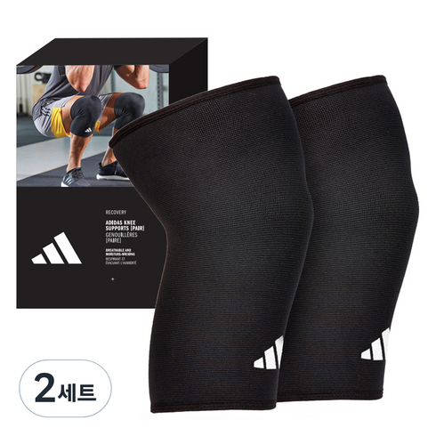 아디다스피트니스 퍼포먼스 무릎보호대 좌우세트, 2개, 블랙 + 화이트
