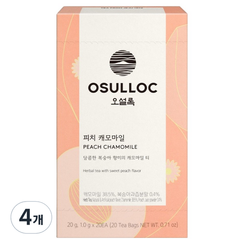 오설록 피치 캐모마일 티백, 1g, 20개입, 4개