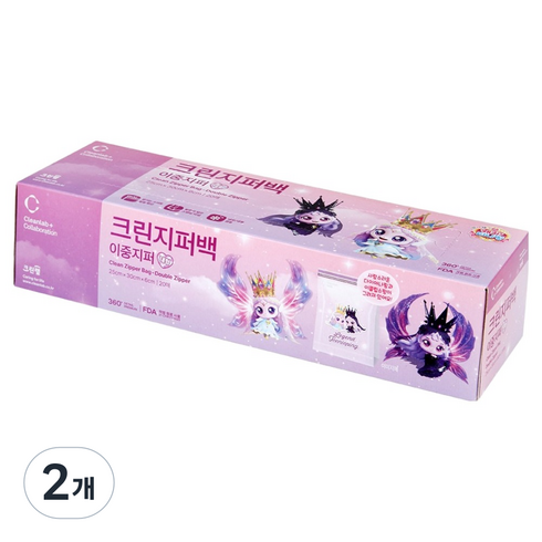 크린랩 이중 캐치티니핑 지퍼백 25 x 30 x 6 cm, 대(L), 2개, 20개입