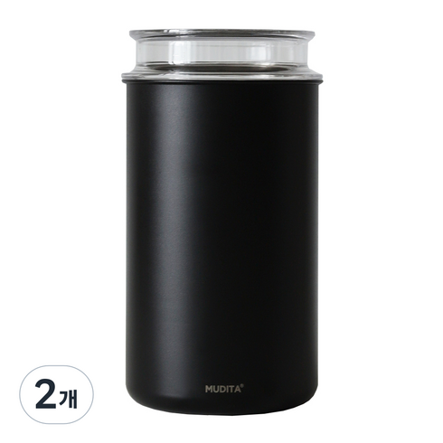 무디타 리본제이 스텐 이중 잠금 진공 원두 보관용기 1400ml, 블랙, 2개