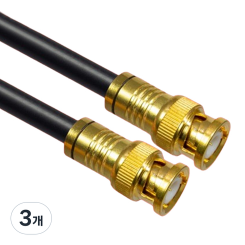 마하링크 국산 골드 BNC 5C 동축 케이블 블랙, MLZ-GBB020 (2m), 3개