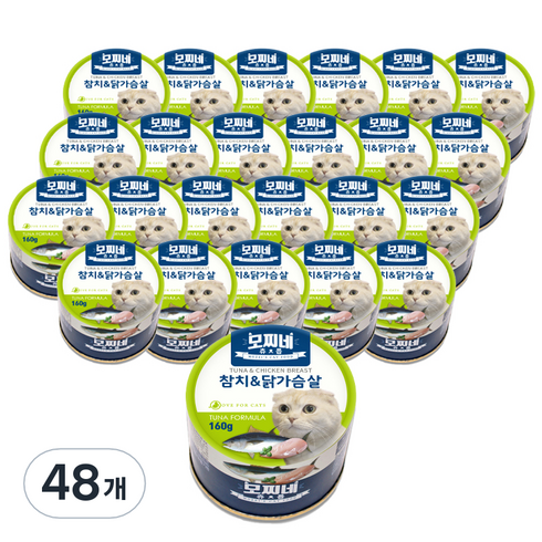 모찌네 생후 3개월 이상 고양이 츄릅 간식캔, 닭+참치, 160g, 48개