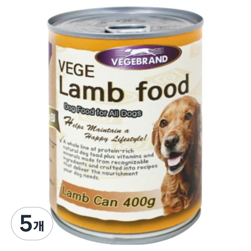 베게브랜드 강아지 통조림 대용량 캔, 양, 400g, 5개