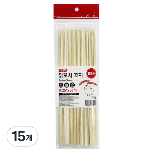영수산업카멜 대나무 닭꼬치 꼬지, 15개, 100개입