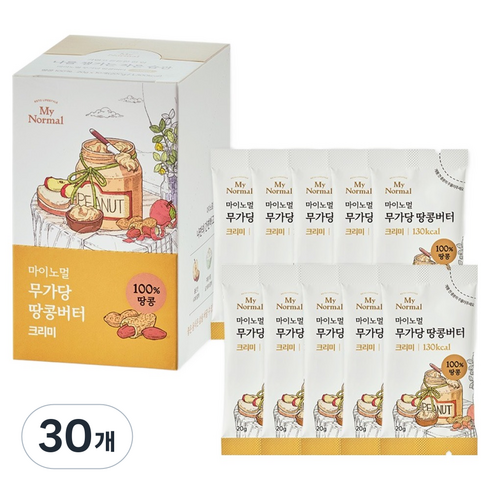 마이노멀 100% 무가당 땅콩버터 스틱 크리미, 20g, 30개