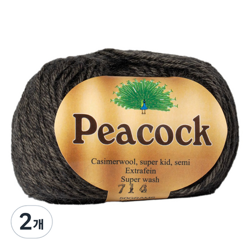 yarna 피코크 뜨개실 50g, 714 차콜, 2개
