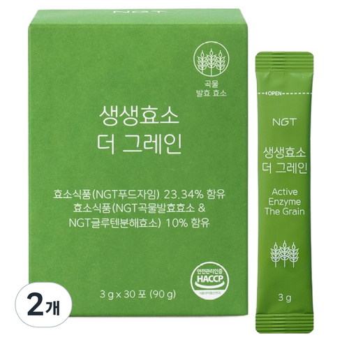 네츄럴굿띵스 생생효소 더 그레인 30p, 2개, 90g