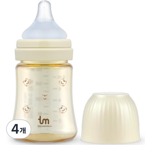 토비앤몰리 PPSU 돗람이 젖병 싱글팩, 바닐라, 180ml, 4개