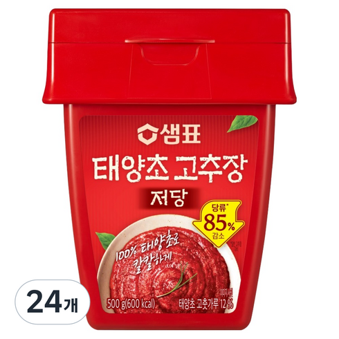 샘표 저당 태양초 고추장, 500g, 24개