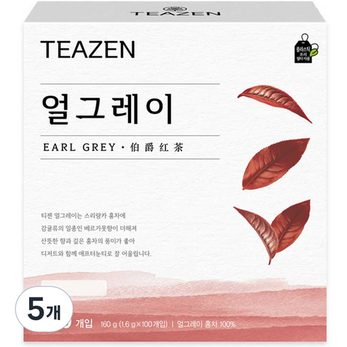 티젠 얼그레이 홍차, 1.6g, 100개입, 5개