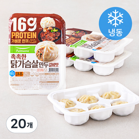 풀무원 촉촉한 닭가슴살 만두 갈비맛 6입 (냉동), 20개, 180g