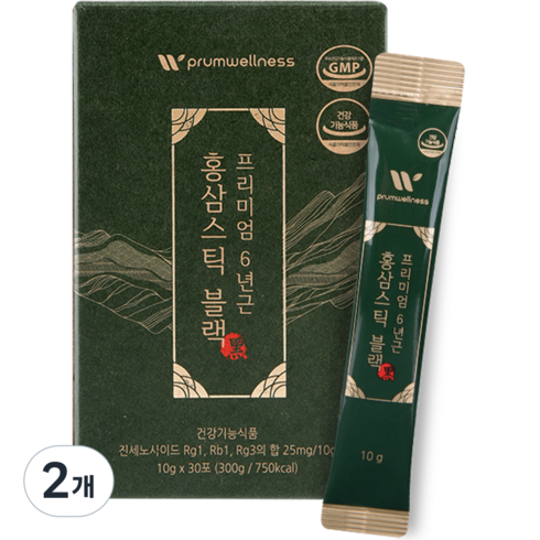 푸름웰니스 프리미엄 6년근 홍삼스틱 블랙 25mg, 300g, 2개
