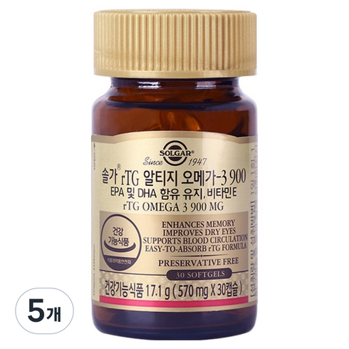 솔가 알티지 오메가3 900, 30정, 5개