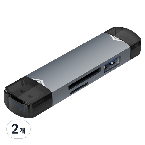 아이엠듀 USB 3.0 C타입 알루미늄 합금 바디 OTG SD 카드리더기, 2개, 혼합색상