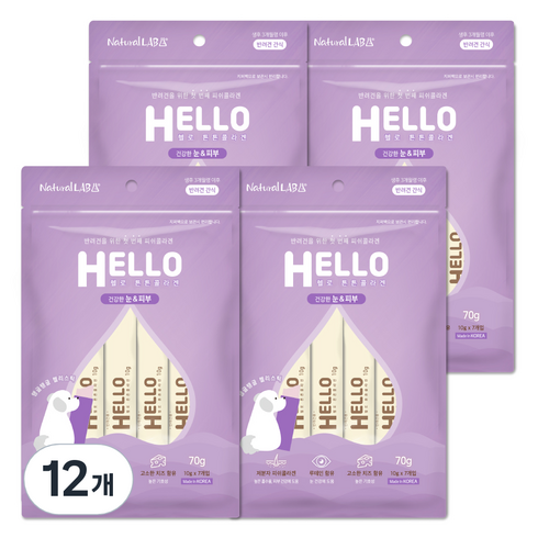 내츄럴랩 반려견 헬로 튼튼 피쉬 콜라겐 젤리 스틱 눈+피부 70g, 12개, 블루베리맛