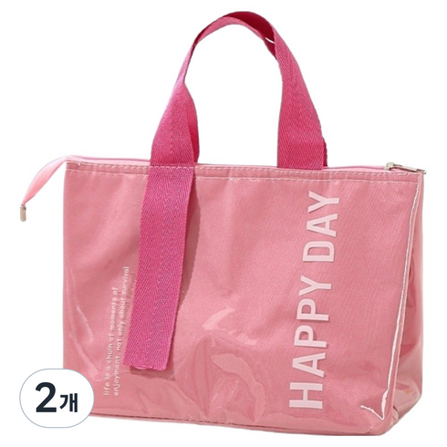 bentobag 옥스포드 휴대용 보온보냉 대용량 도시락가방, 핑크, 2개