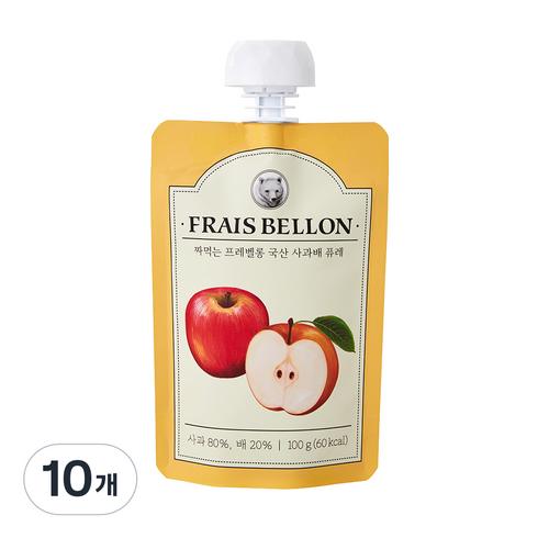 프레벨롱 짜먹는 국산 과일퓨레, 혼합맛(사과/배), 100g, 10개
