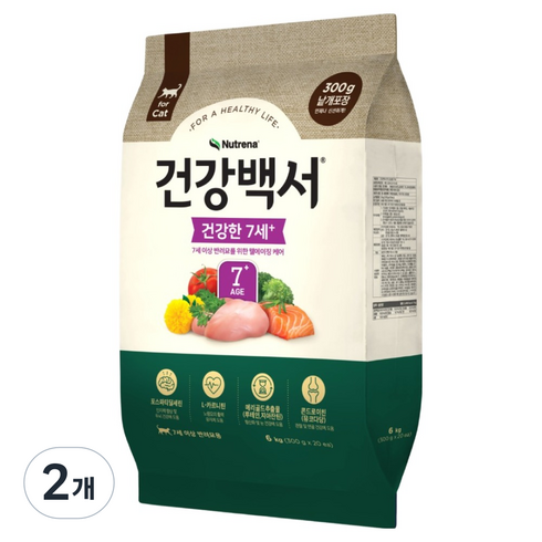 뉴트리나건강백서 고양이 시니어 건강한 7세, 6kg, 2개, 닭