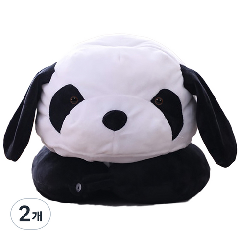 파티팡 큐티 목베개 모자 팬더, 화이트, 2개