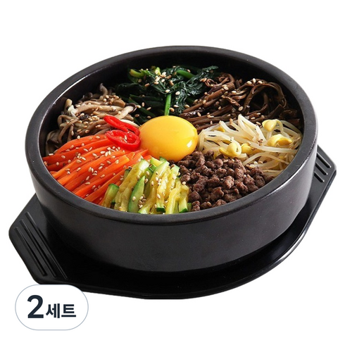 우리솥 국산 전통 비빔기 뚝배기 + 받침 세트, 2세트, 17.6cm