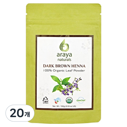 아라야 Naturals 헤나, 20개, 다크브라운