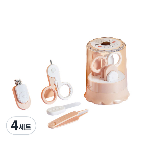 바우마켓 유아용 라이언 손톱 발톱 깎기 4종 세트, 오렌지, 4세트