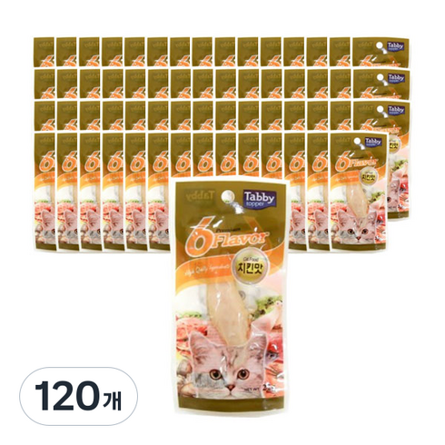 테비 6flavor 닭가슴살 고양이 간식, 치킨맛, 22g, 120개