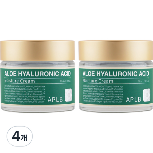 APLB 알로에 히알루론산 수분크림, 70ml, 4개