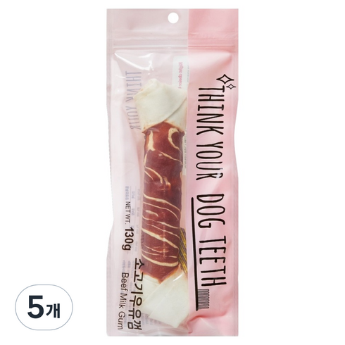 띵크유어도그티 강아지 딩고껌 특대형 1P, 소고기, 130g, 5개