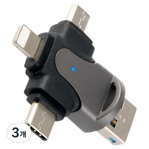컴스 4 IN 1 OTG 멀티 카드리더기 TF Micro SD전용 USB 3.1 Type C, 3개, IH491