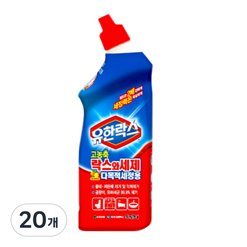 유한락스 고농축 락스와세제 다목적세정용, 755ml, 20개