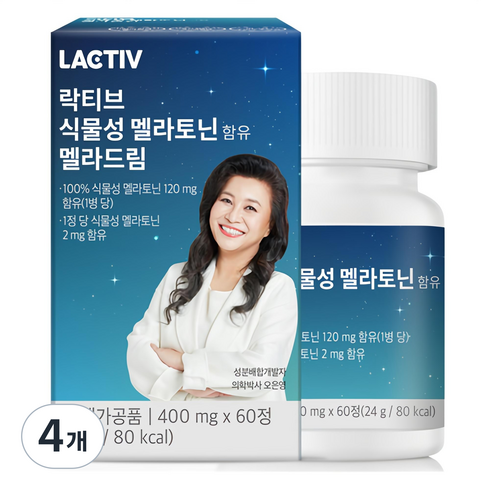 락티브 식물성 멜라토닌 함유 멜라드림, 60정, 4개