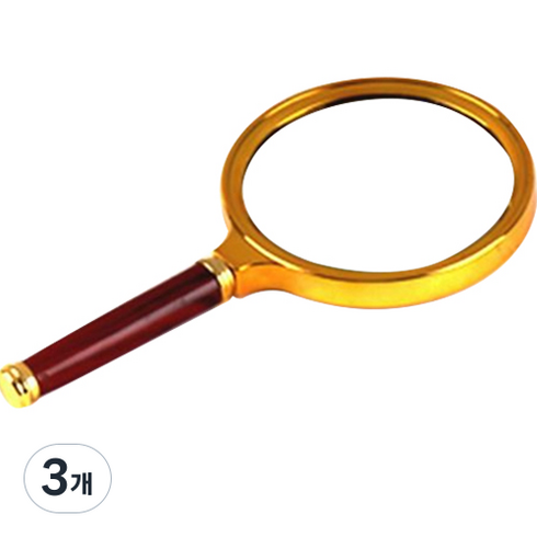 릴리 우드손잡이 돋보기 60mm, 브라운, 3개