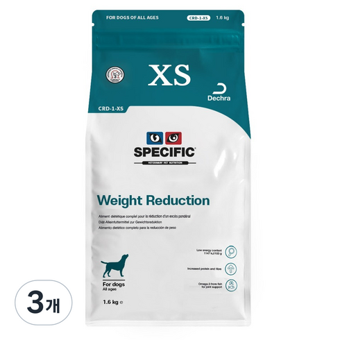 스페시픽 강아지 처방식 작은알갱이 CRD1-XS, 다이어트(체중감소), 1.6kg, 3개